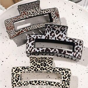 Leopard Print Hair Claw Clip Set